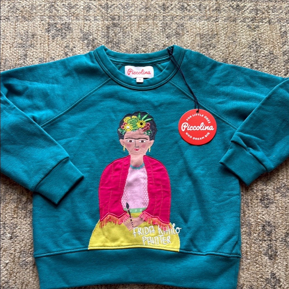 Piccolina Teal Frida Kahlo Kids Sweatshirt